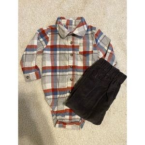 CARTER’S Baby Boy Long Sleeve Plaid & Corduroy Pants Set